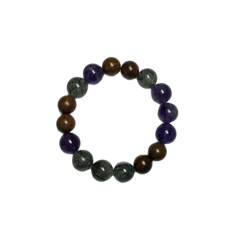 Amethyst & Wood Grain Jasper Bracelet - Natural Crystal Jewelry