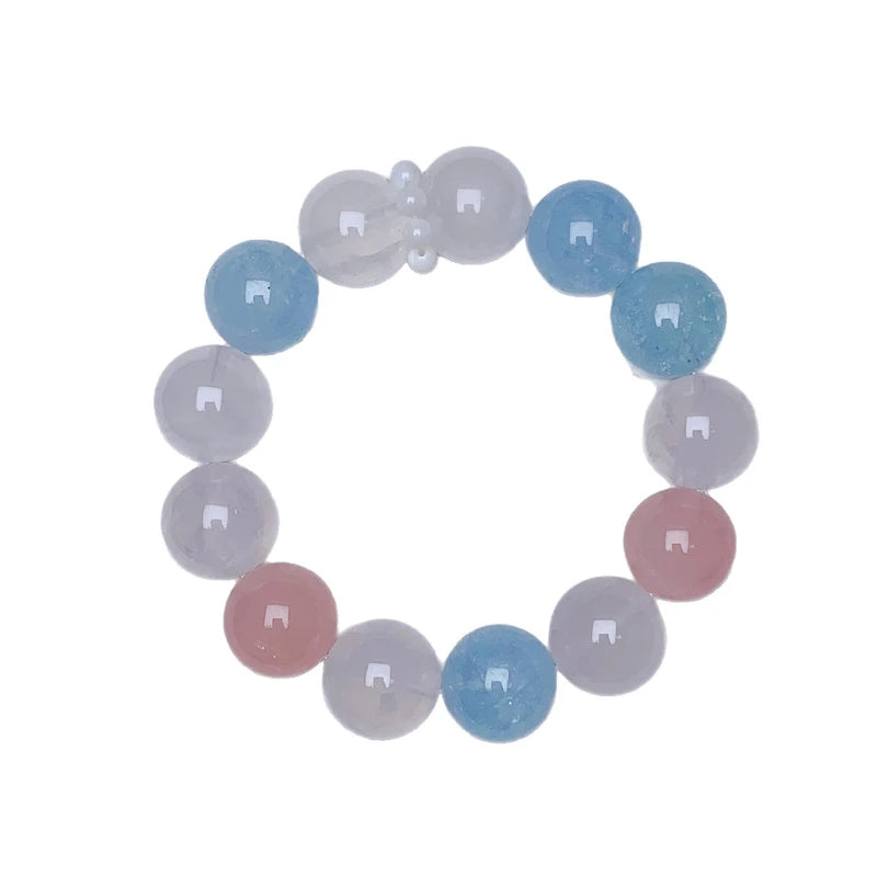 Aquamarine & Rose Quartz Crystal Bracelet - Multi-Gemstone Beads