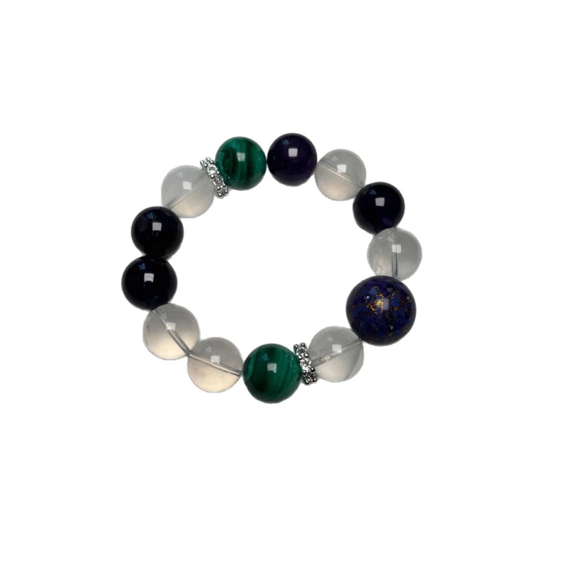 Amethyst & Clear Quartz Bracelet - Natural Crystal Beaded Jewelry