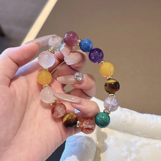 Multi-Gemstone Crystal Bracelet - Tiger Eye, Amethyst & Citrine