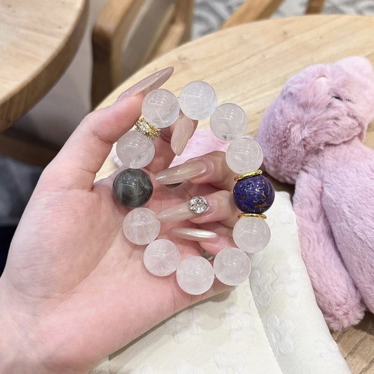 Natural White Phantom Quartz Bracelet - "Mermaid's Whisper"