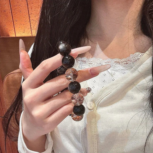 Gold Foil Crystal Bracelet - Black Obsidian & Multi-Gemstone Beads