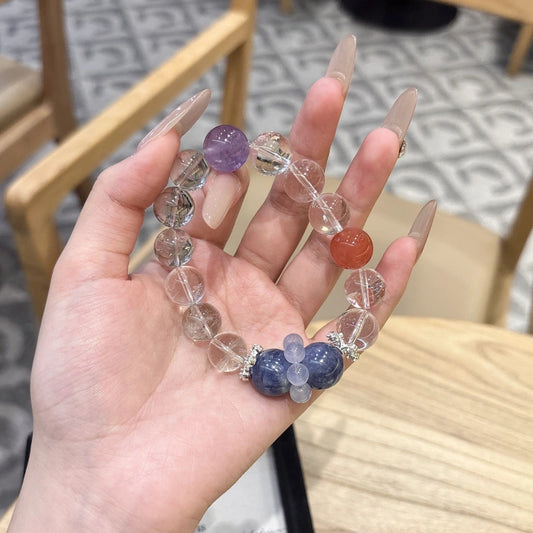 Natural White Crystal Bracelet with Amethyst Accent