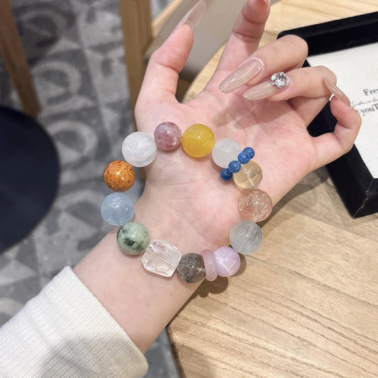 Multi-Gemstone Crystal Bracelet - Natural & Unique Design