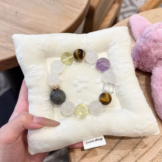 Unique Crystal Bracelet - Phantom Quartz, Tiger Eye & Citrine