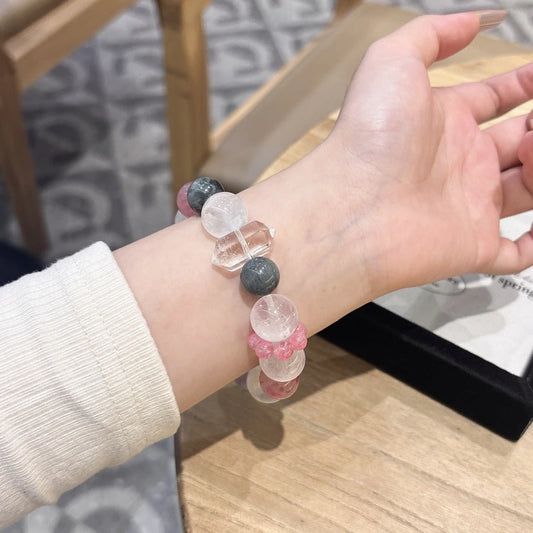 Amethyst & Sakura Agate Bracelet - Dopamine Crystal Mix