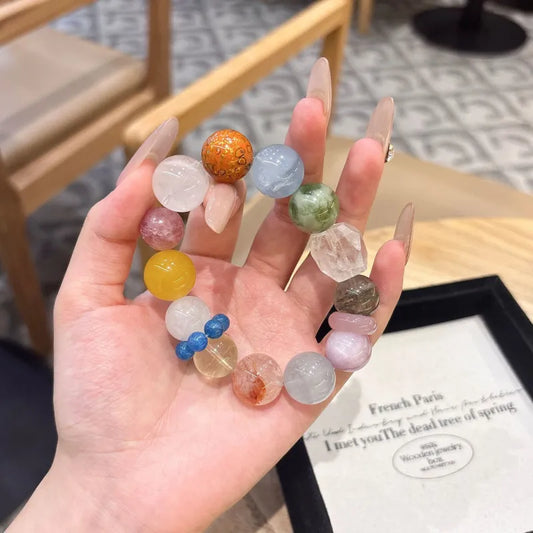 Multi-Gemstone Crystal Bracelet - Natural & Unique Design