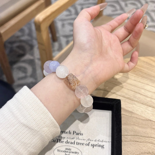 Amethyst Mix Crystal Bracelet - Aquamarine & Agate Beads