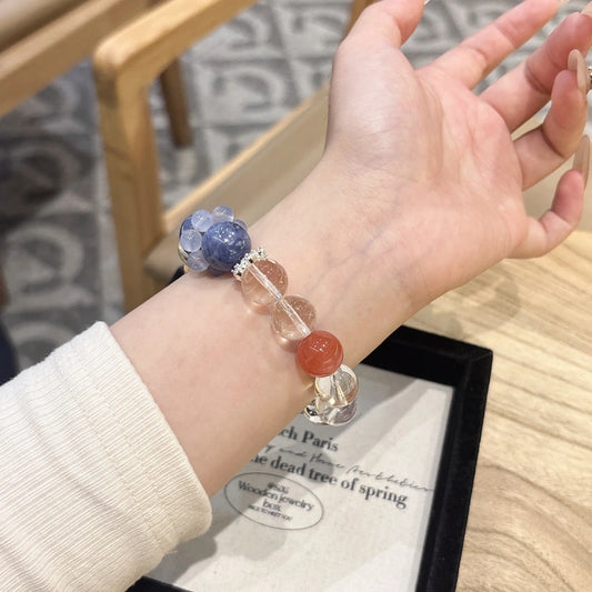 Natural White Crystal Bracelet with Amethyst Accent