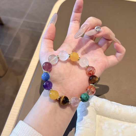 Multi-Gemstone Crystal Bracelet - Tiger Eye, Amethyst & Citrine