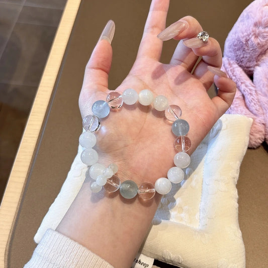Aquamarine & White Phantom Crystal Bracelet - Serene Energy