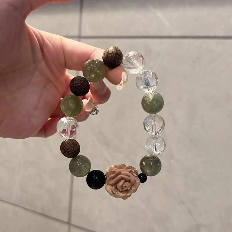 Emerald Quartz & White Crystal Bracelet - Serenity & Balance